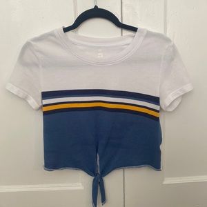 Super cute striped summer crop top with tie bottom